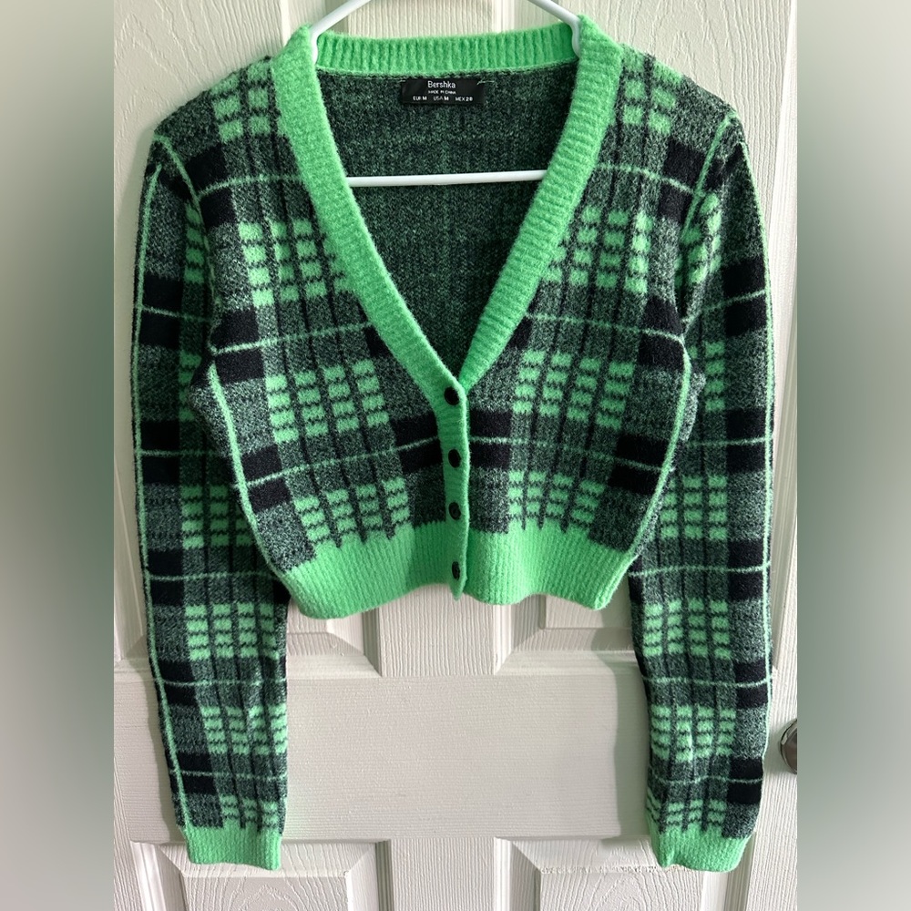 Plaid Green Cardigan